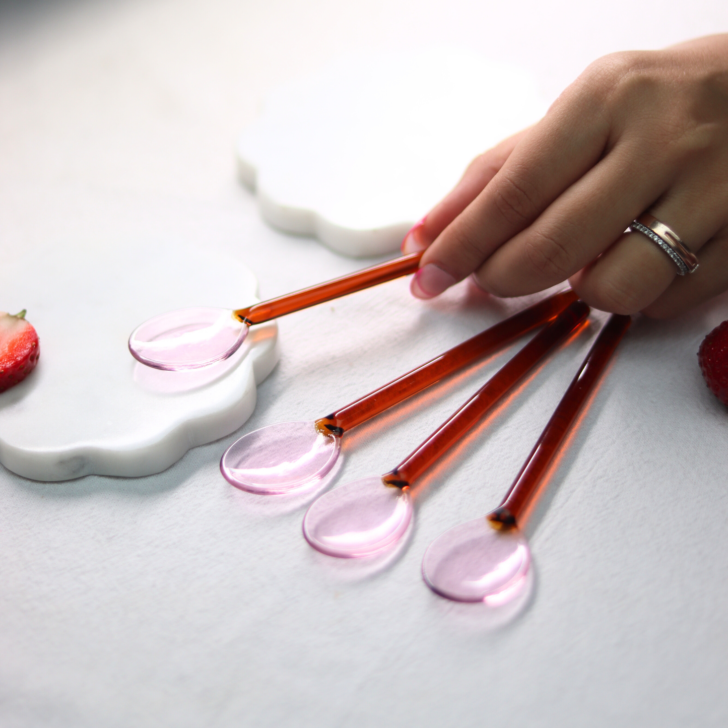 Pretty in Pink Glass Spoons