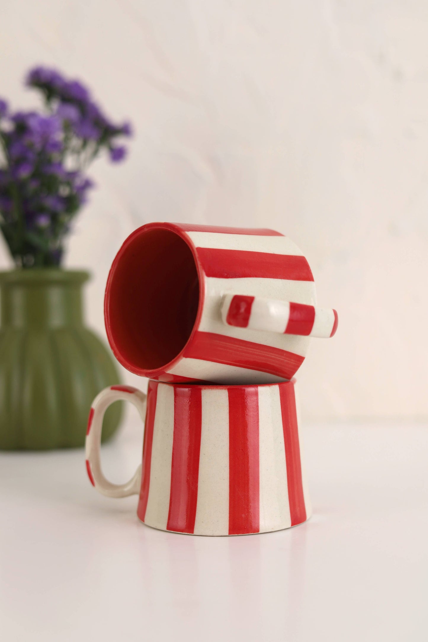 Red Striped Ceramic Mug