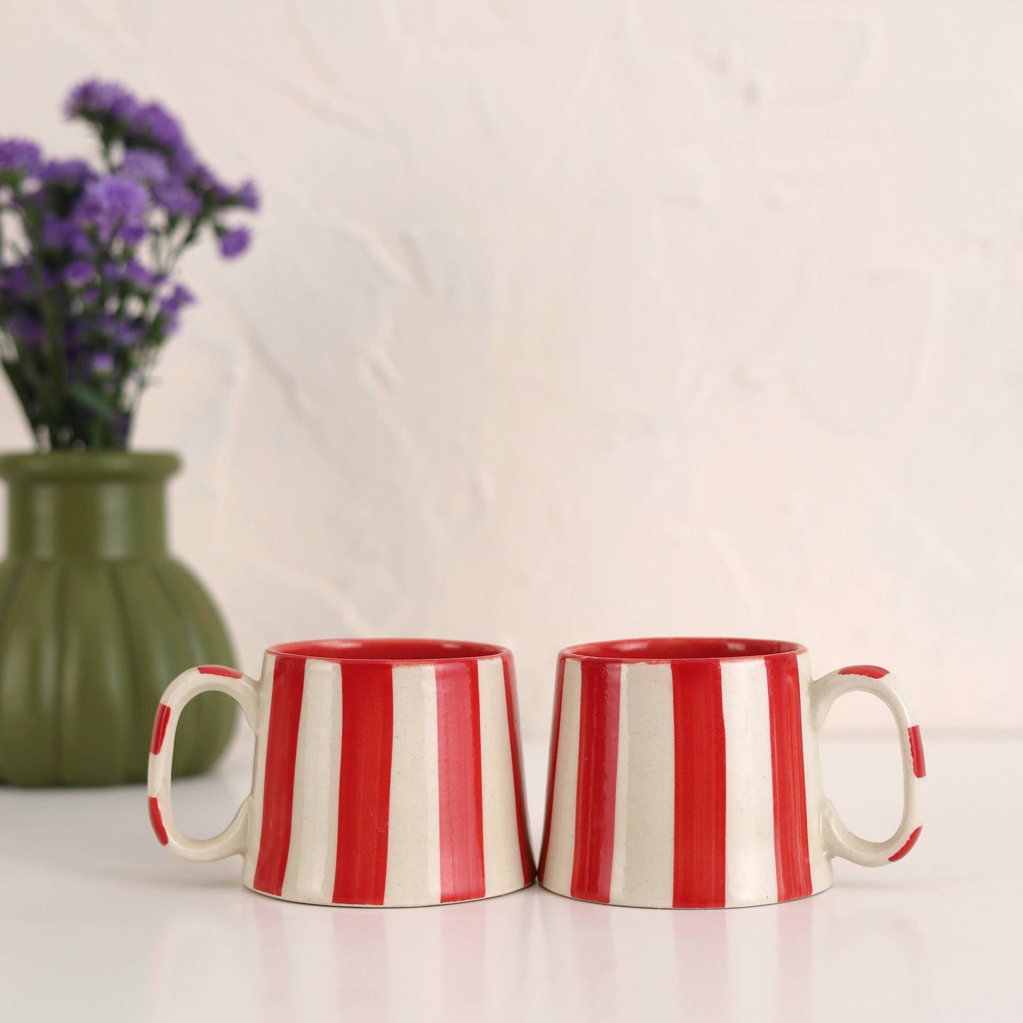 Red Striped Ceramic Mug