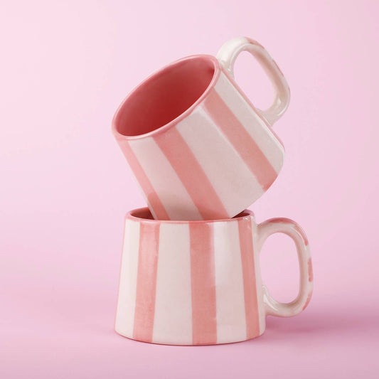 Pink Stripe Ceramic Mug