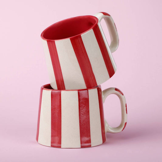 Red Striped Ceramic Mug