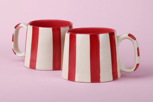Red Striped Ceramic Mug